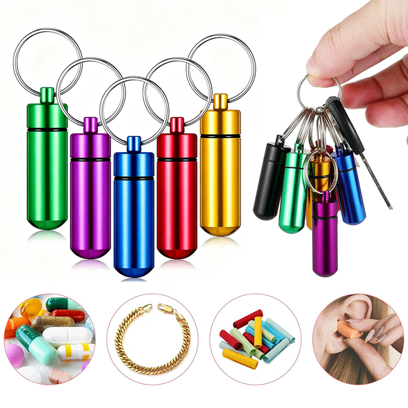 Edc Pill Carry - 1/5 STUKS Aluminium Mini Pillendoosje Sleutelhanger