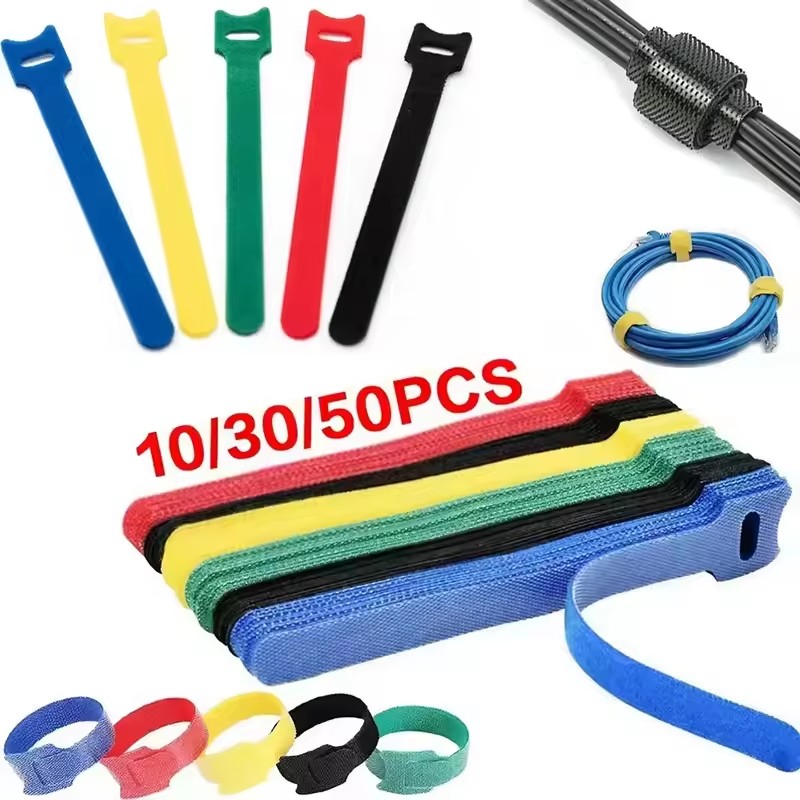 Gear Tie Reusable - 10/30/50 Stuks Herbruikbare Klittenband Kabelbinders Bevestigingsriem